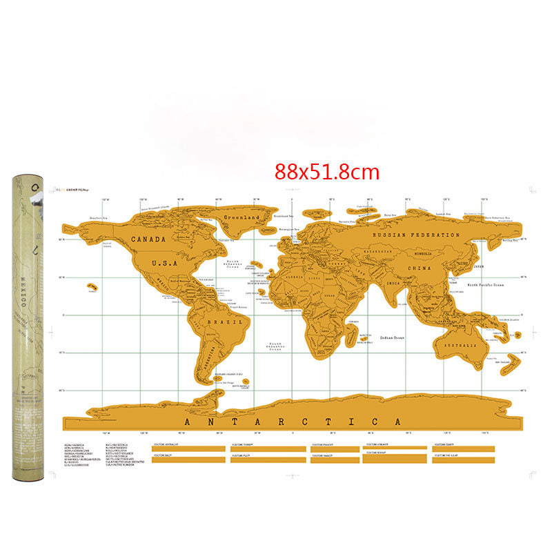 Large Black Gold Can Mark The Scratch Map Of The World