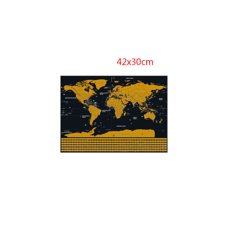 Large Black Gold Can Mark The Scratch Map Of The World