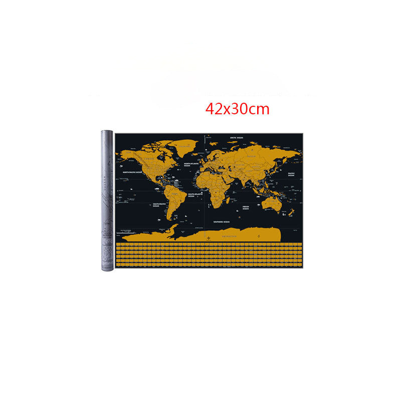 Large Black Gold Can Mark The Scratch Map Of The World