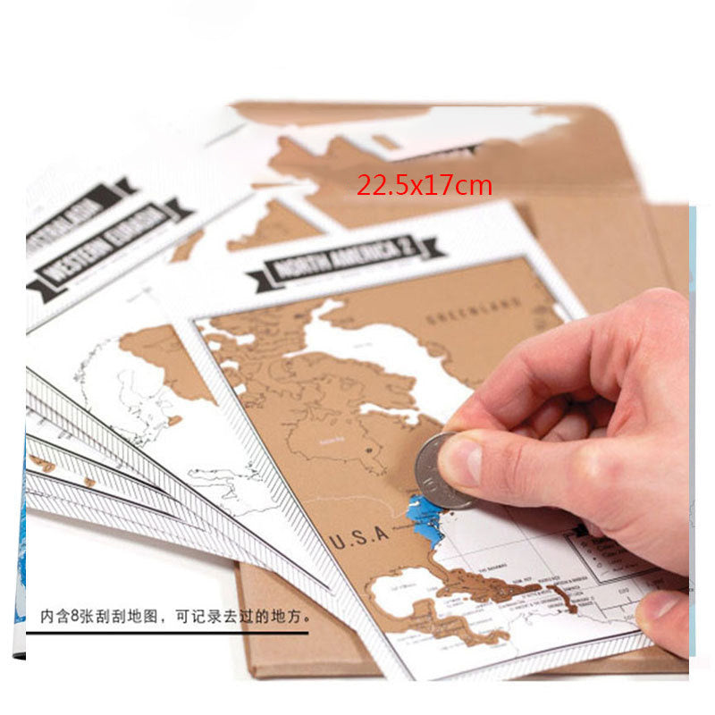 Large Black Gold Can Mark The Scratch Map Of The World