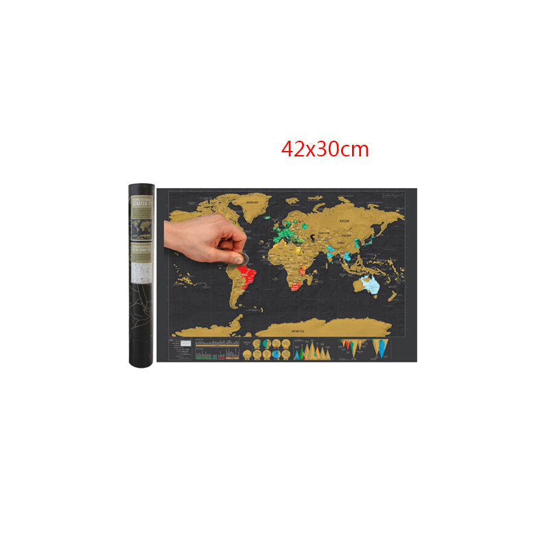 Large Black Gold Can Mark The Scratch Map Of The World