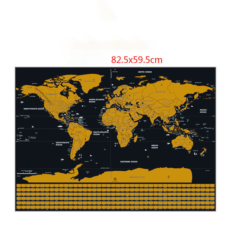 Large Black Gold Can Mark The Scratch Map Of The World
