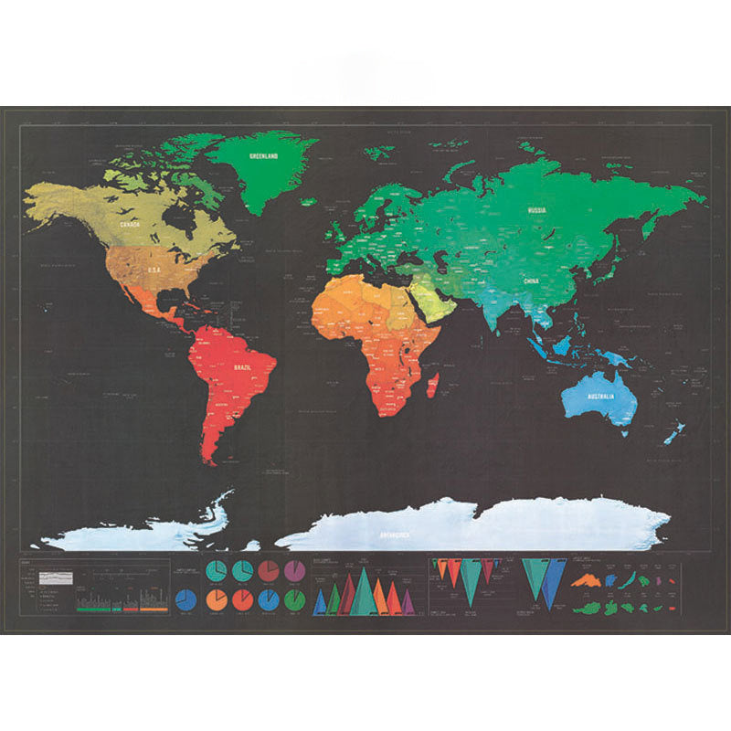 Large Black Gold Can Mark The Scratch Map Of The World